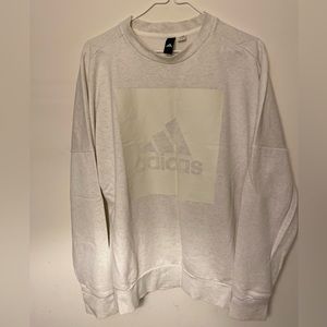 Adidas White Logo Thick Cozy Crewneck